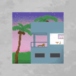 Lo-Fi Pixel Art Miami House Sunset